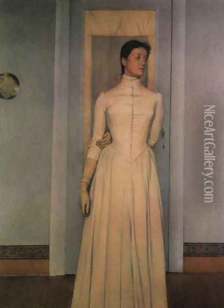 Portrait of the artist's sister, Marguerite Khnopff Oil Painting - Fernand Khnopff