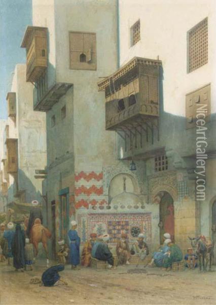 Binnenplein Te Kairo: On An Oriental Square Oil Painting - Willem De Famars Testas