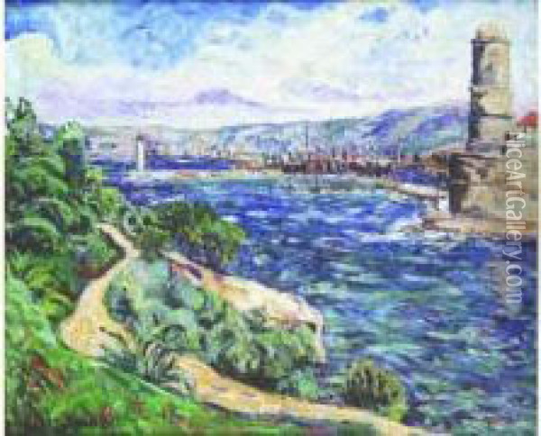 L'entree Du Port De Marseille, Circa 1910 Oil Painting - Adolphe Clary-Baroux