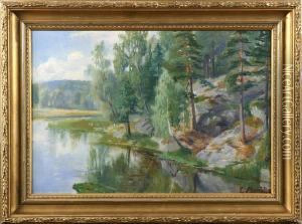 Insjolandskap Oil Painting - Elias Muukka