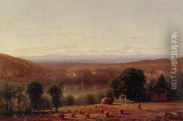 The Hayfield Oil Painting - Thomas Worthington Whittredge