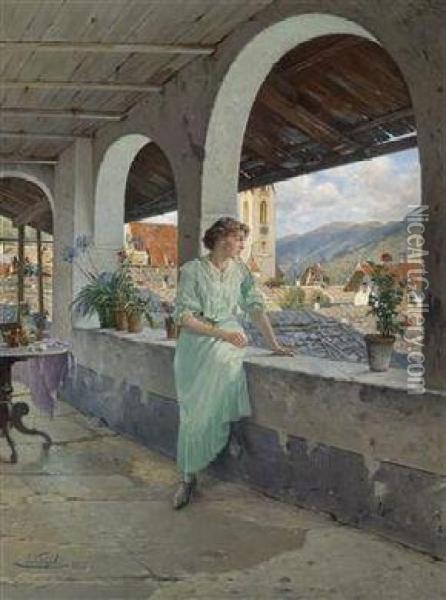 The View Over The Roofs Oil Painting - Kinzel Jozef