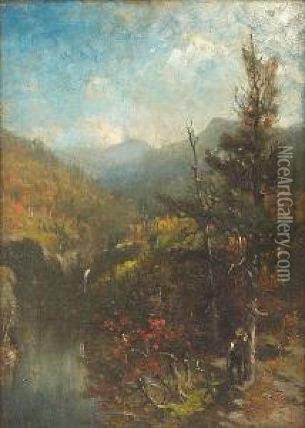 An Autumnal Hudson River Landscape With A Figure In The Foreground Oil Painting - George Herbert McCord