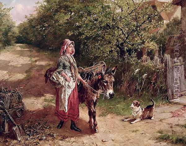 Home from Market Oil Painting - Edgar Bundy