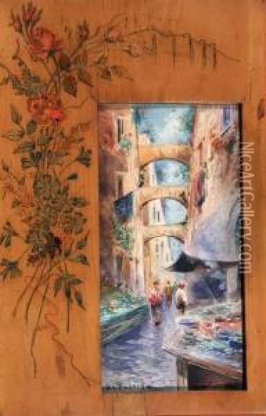 Vicolo Di Napoli - Acquerello Su Cartone Oil Painting - Fulvio Tessitore