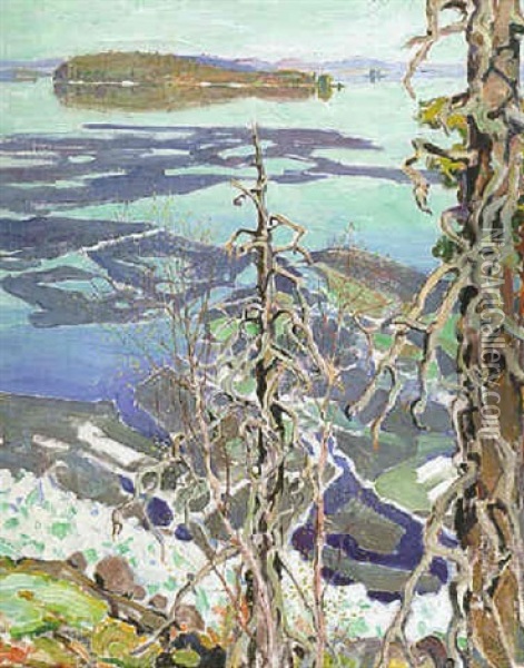 Nakyma Yli Jarven Oil Painting - Akseli Valdemar Gallen-Kallela