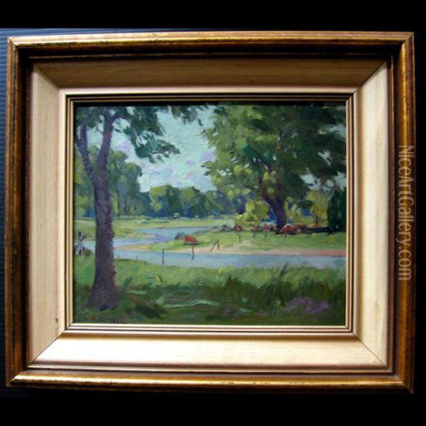 Cattle Grazing Oil Painting - George Agnew Reid