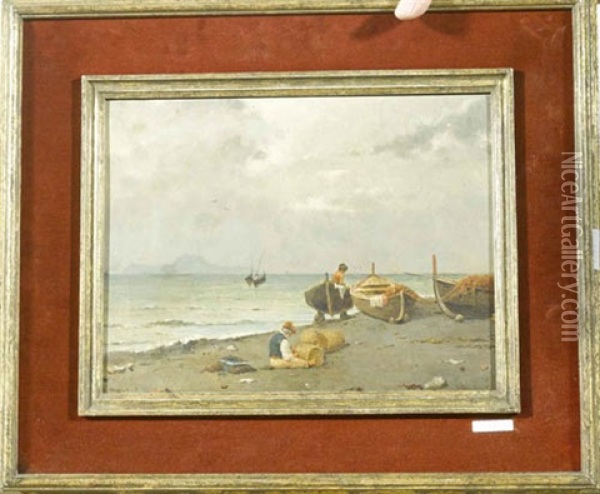 Strandszene Bei Capri Oil Painting - Pasquale Ruggiero