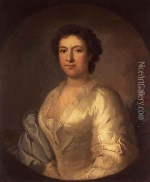 Portrait of the singer Susannah Maria Cibber, 1741 Oil Painting - Thomas Wollaston