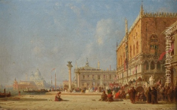 Procession Sur La Place Saint-marc A Venise Oil Painting - Henri Duvieux