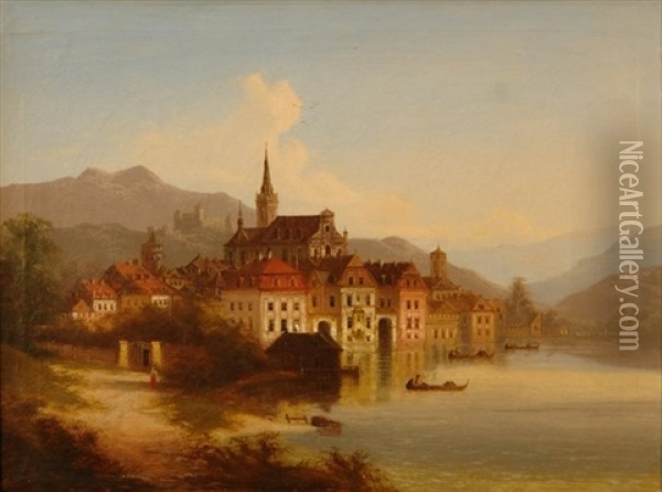 Sommer An Der Donau Oil Painting - Johann Wilhelm Jankowski