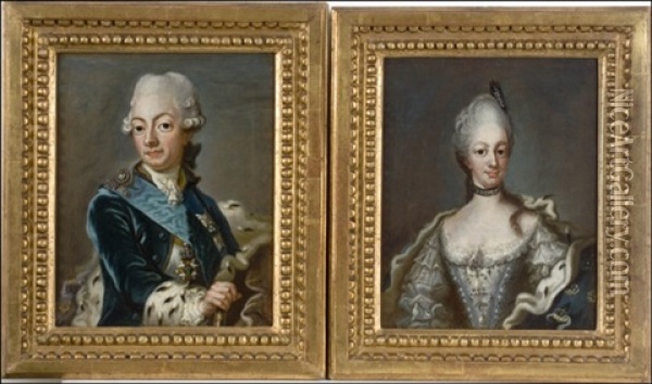 Kustaa Iii & Sofia Magdalena (pair) Oil Painting - Lorenz Pasch the Younger