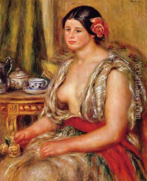 Young Woman Seated In An Oriental Costume Oil Painting - Pierre Auguste Renoir