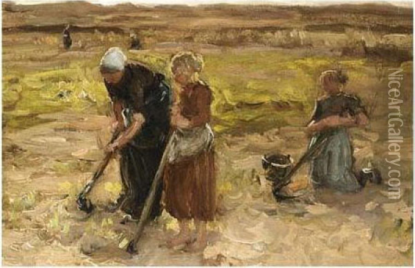 In The Fields Oil Painting - Bernardus Johannes Blommers