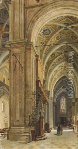 Interno Di Chiesa Oil Painting - Carlo Ferrario