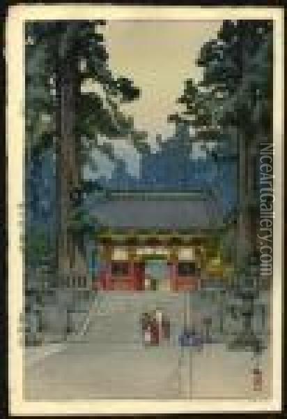Toshogu Shrine Oil Painting - Hiroshi Yoshida