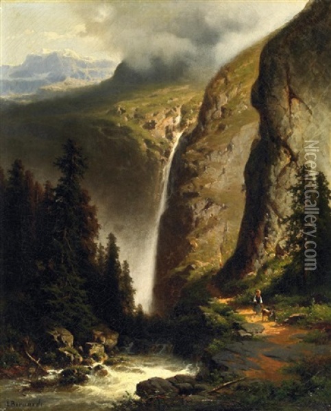 Wasserfall Im Hochgebirge Oil Painting - Joseph Bernardi