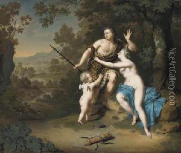 Venus And Adonis Oil Painting - Willem van Mieris