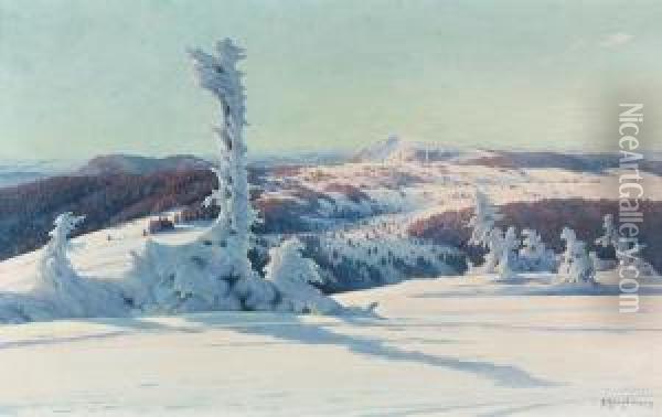Winterlandschaft Mit Blick Auf Das Herzogenhorn. Oil Painting - Karl Hauptmann