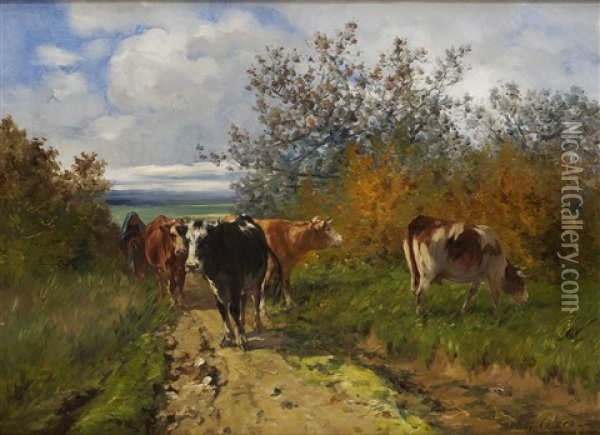 La Bergere Et Son Troupeau Oil Painting - Leon Georges Calves