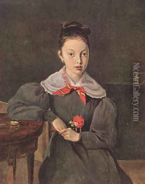 Portrait of Octavie Sennegon, the artist's niece (later Madame Chamouillet) Oil Painting - Jean-Baptiste-Camille Corot