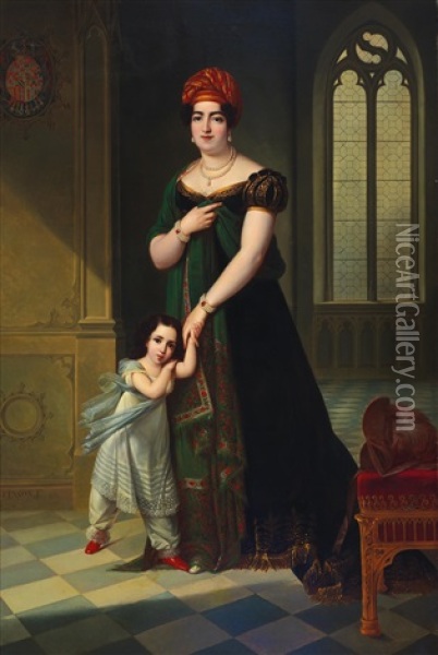Dona Maria De La Piedad Roca De Togores Valcarcel, Duquesa De Frias (1787-1829) Oil Painting - Francois-Joseph Kinson