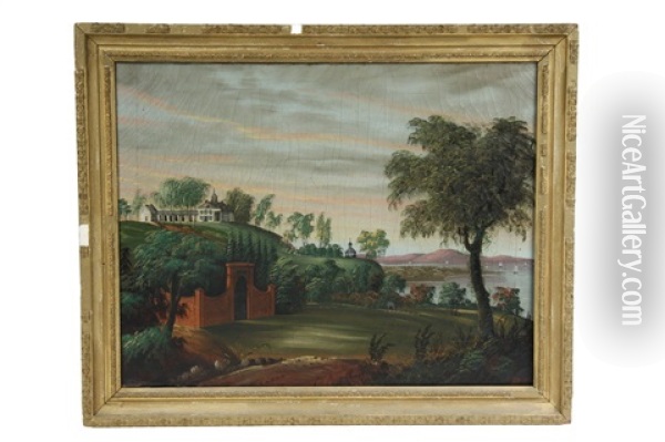 Mount Vernon And Washington's Crypt Oil Painting - William Matthew Prior