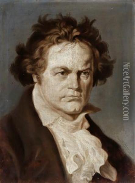 Portrait Ludwig Van Beethovens Oil Painting - Hans Schlimarski