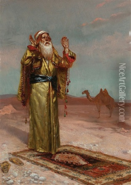 Praying In The Desert Oil Painting - Rudolf Ernst