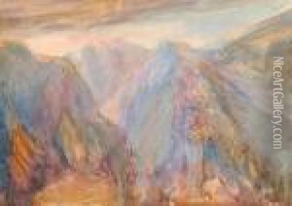 Mountain Landscape Oil Painting - Thomas Moran