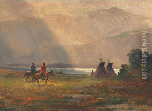 Returning To Camp Oil Painting - John Innes