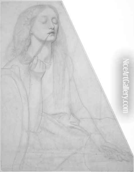The Return of Tibullus to Delia: study for Delia Oil Painting - Dante Gabriel Rossetti