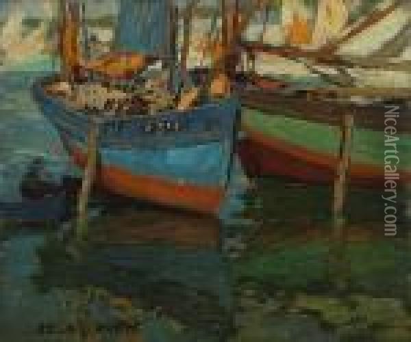 Two Boats In A Harbor Oil Painting - Edgar Alwin Payne