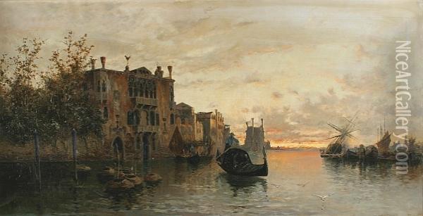 Venetian View Oil Painting - Egisto Massoni