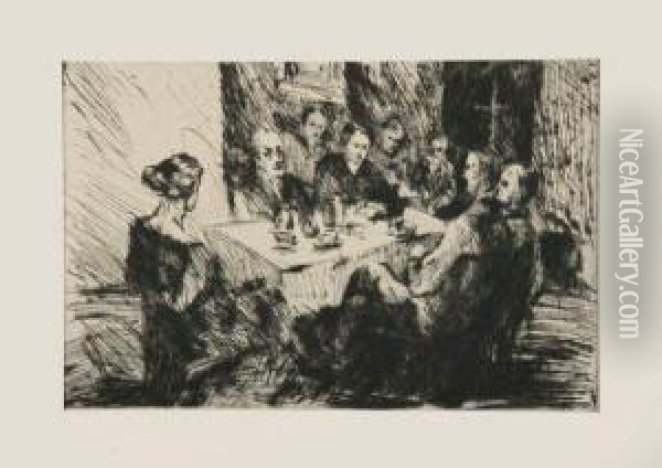 Die Tischrunde. 1922 Oil Painting - Heinrich Tischler