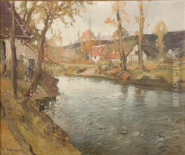 Along The River Argues Oil Painting - George Ames Aldrich