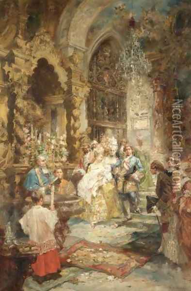 Baptism (El Bautizo) Oil Painting - Vicente Garcia de Paredes
