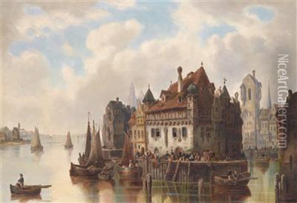 Rotterdam Scene Oil Painting - Ludwig Herrmann