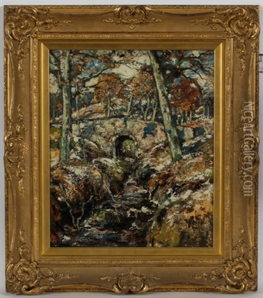 Bridge In Woodlands Oil Oil Painting - James Kay