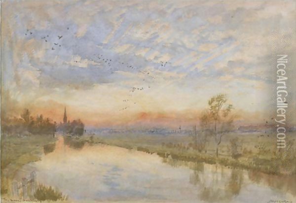 The Avon. Salisbury Oil Painting - Albert Goodwin