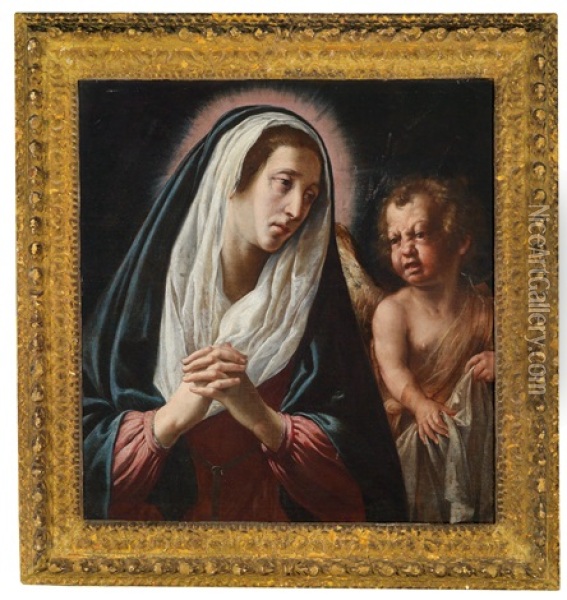 Die Schmerzensmutter Mit Einem Weinenden Putto Oil Painting - Filippo Tarchiani
