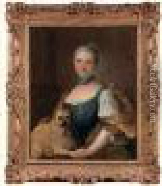 Portrait De Femme Et De Son Chien Oil Painting - Louis-Michel Van Loo
