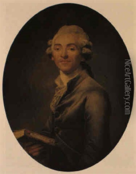 Portrait Of Bernhard-germain-etienne De Laville, Holding A Book Oil Painting - Joseph Ducreux