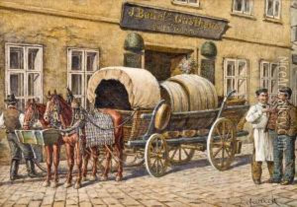 Bierwagen Oil Painting - Gustav Zafaurek