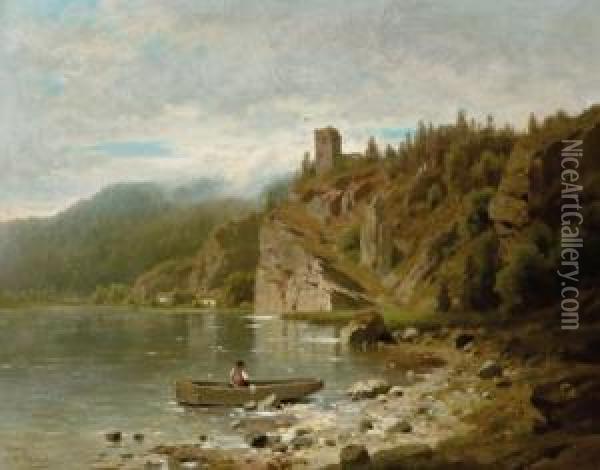 Angler Am Fluss Oil Painting - Adolf Chwala