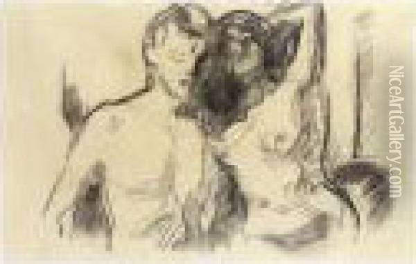 Nude Couple Oil Painting - Edvard Munch