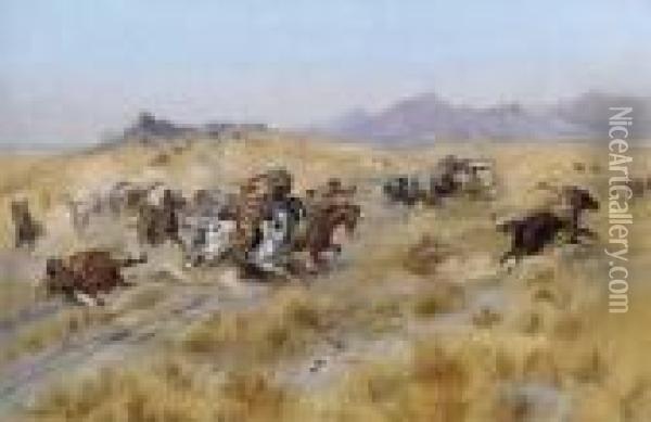The Attack Oil Painting - Charles Marion Russell
