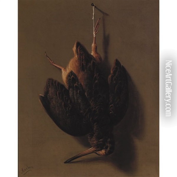 Hanging Woodcock Oil Painting - William H. Machen