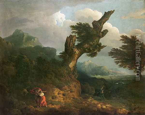 A Storm Prospero Miranda and Caliban Spy the Shipwreck Oil Painting - Thomas Jones