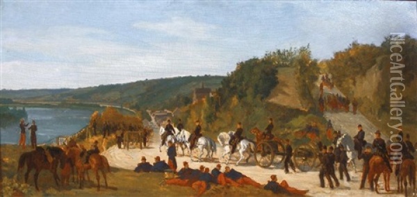 Les Manoeuvres Au Bord De La Seine Oil Painting - Adolphe Yvon